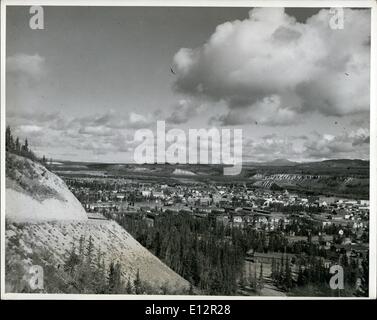 Febbraio 24, 2012 - Distretto di Yukon - Whitehorse, Y.T. guardando a nord dall'aeroporto hill, che mostra il fiume di Lewis. Foto Stock