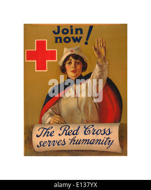 WW1 assunzione poster di propaganda nel 1914 UK per la Croce Rossa Foto Stock