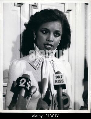 Febbraio 29, 2012 - Vanessa Williams diventa il primo nero Miss America: Miss Vanessa Williams è diventata la prima donna nera a vincere il Miss America pageant di bellezza in 63 anni di storia della manifestazione di Atlantic City il 18 settembre 1983. Miss Williams è 20 anni e il teatro musicale principali presso la Syracuse University nello Stato di New York. mostra fotografica. Miss Williams nel corso di una conferenza stampa a New York. Foto Stock