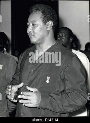 Mar 31, 2012 - Ja'AFER Mohamed Al-Nimeiry, Presidente del Sudan. Nato, Omdurman, 1930. Ex comandante, Khar Foto Stock