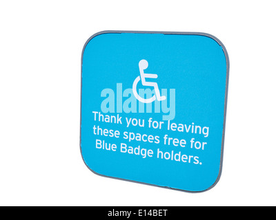 Spazio parcheggio per disabili blue badge segno titolari REGNO UNITO Foto Stock