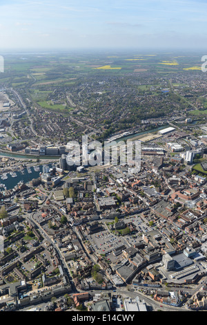 Una veduta aerea di Ipswich Town Centre, Suffolk REGNO UNITO Foto Stock