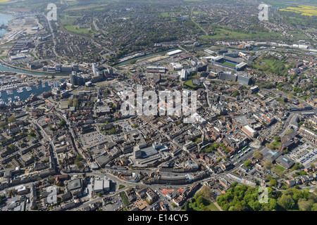 Una veduta aerea di Ipswich Town Centre, Suffolk REGNO UNITO Foto Stock