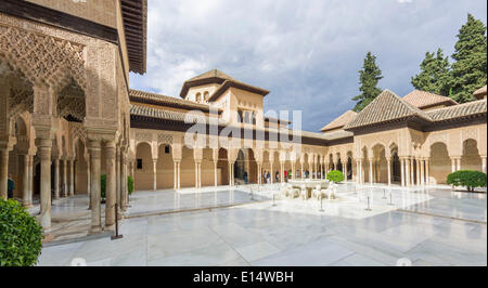 Palacio Nazaríes, Nasrid palazzi, Corte dei Leoni, Granada, Andalusia, Spagna Foto Stock