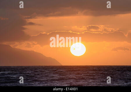 Tramonto sul mare, Adeje, Tenerife, Isole Canarie, Spagna Foto Stock