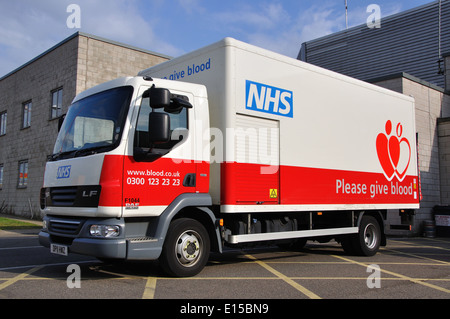 NHS donazione sangue autocarro, Skegness, Lincolnshire, England, Regno Unito Foto Stock