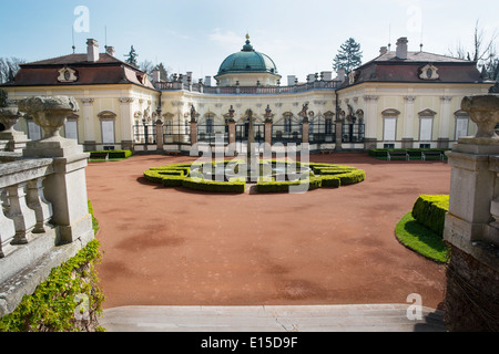 Il cortile del castello Buchlovice, Repubblica Ceca, Europa Centrale. Foto Stock