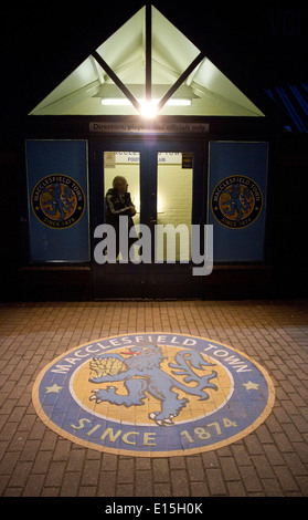 Fuori dallo stadio prima di Macclesfield Town host a Gateshead Moss Rose, Conferenza Premier League. Foto Stock