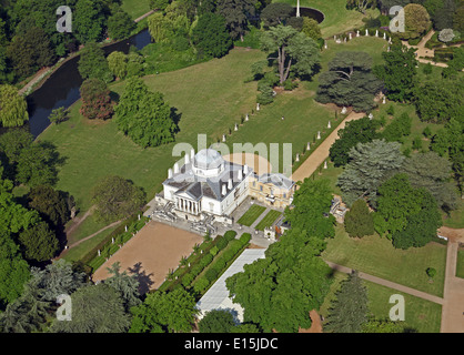 Vista aerea del Chiswick House, una villa palladiana a Burlington Lane, Chiswick, West London Foto Stock