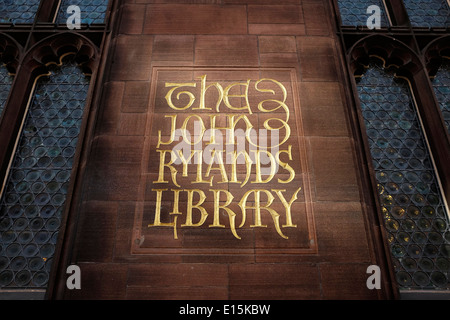 John Rylands Library Sign Manchester REGNO UNITO Foto Stock