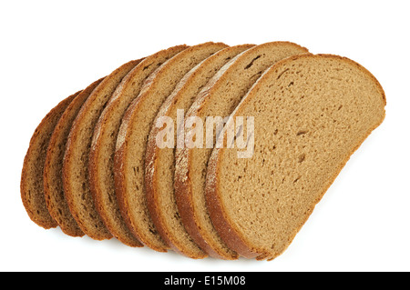 Il pane affettato isolati su sfondo bianco Foto Stock