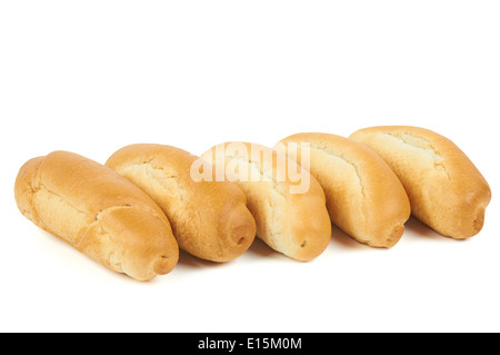 Cinque dispositivi hot dog panini isolato su bianco Foto Stock