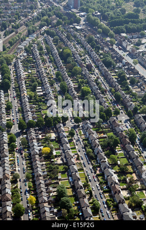 Vista aerea della sede di Londra, qui appena fuori la A118 in Forest Gate, East London Foto Stock