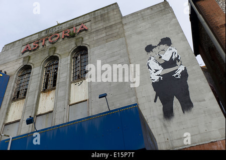 Banksy snogging coppers brighton, abbandonato il cinema, Foto Stock