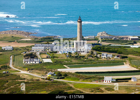 Ile de Batz island (dipartimento di Finistère) vista aerea del faro Foto Stock