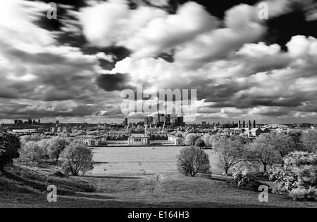 Londra - Vista sul parco di Greenwich e Marittime Greenwich (BW) Foto Stock