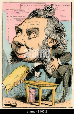 Il candidato, personificata come Louis-Theodore Blagignac, caricatura politica, 1882, da Alphonse Hector Colomb pseudonimo B. Moloc Foto Stock