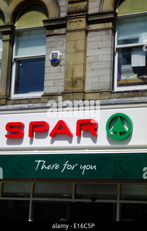 Spar supermercato segno, Grange Over Sands, Cumbria, England, Regno Unito Foto Stock