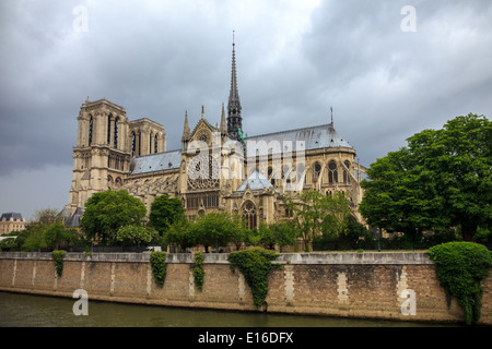 La facciata meridionale della Cattedrale di Notre Dame de Paris Foto Stock