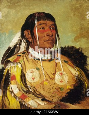 Sha-có-pagare sei il capo della pianura Ojibwa da George Catlin, 1832 Foto Stock