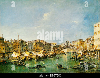 Canal Grande con il ponte di Rialto di Venezia da Francesco Guardi, 1780 Foto Stock
