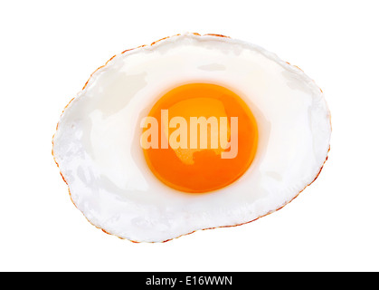 Uovo fritto isolati su sfondo bianco Foto Stock