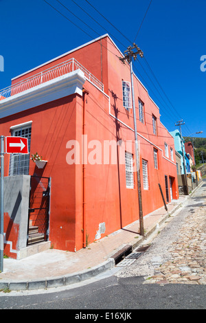 Casa colorati in Bo Kaap Cape Quartiere Malay di Città del Capo in Sud Africa Foto Stock