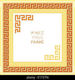 Telaio con vintage tradizionale golden square ornamento greco (ondulazione) Foto Stock