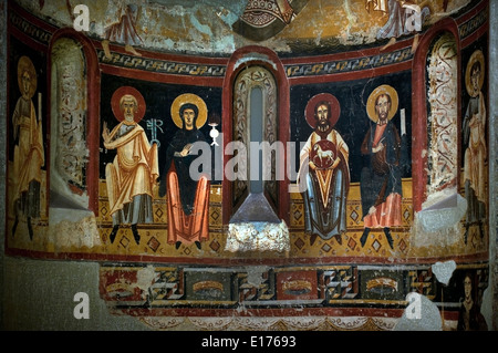 El Burgal Mestre de Pedret medievale affresco romanico XI - XII secolo Chiesa di Sant Pere del Burgal affresco Spagna - Spagnolo Foto Stock