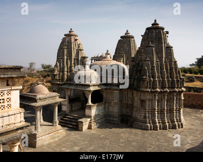 India Rajasthan, Rajsamand, Kumbhalgarh Fort, storico tempio Jain Foto Stock