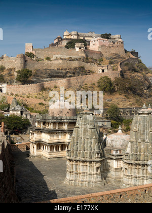 India Rajasthan, Rajsamand, Kumbhalgarh Fort, Parsvanatha tempio Foto Stock