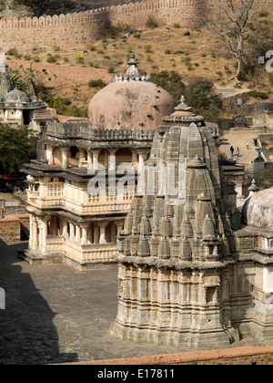 India Rajasthan, Rajsamand, Kumbhalgarh Fort, Parsvanatha tempio Foto Stock