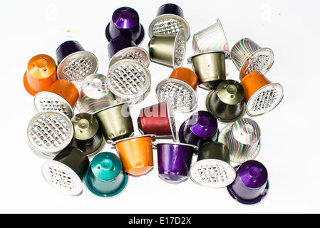 Utilizzate capsule di caffè Foto Stock
