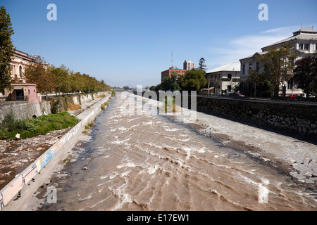 Fiume Mapocho, Santiago del Cile Foto Stock