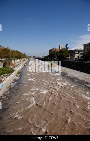 Fiume Mapocho, Santiago del Cile Foto Stock