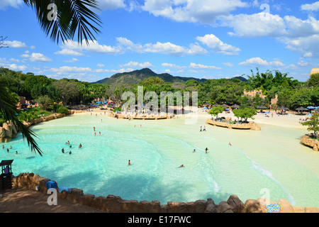 Ruggito laguna piscina ad onde, Valle di onde, Sun City Resort, Pilanesberg, nord ovest della provincia, Repubblica del Sud Africa Foto Stock