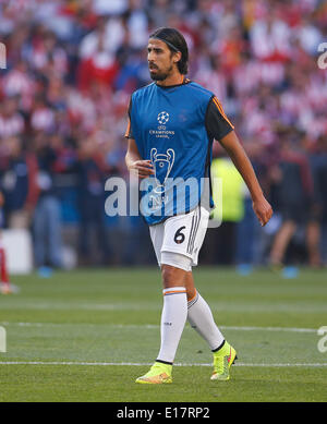 Sami Khedira Real Madrid CF 6 con scarpe speciali prima della finale di Champions League tra il Real Madrid e il Atletico Madrid Estadio da Luz a Lisbona il 24 maggio 2014