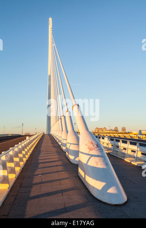 Ponte di sospensione nella Città delle Arti e delle Scienze di Valencia, Spagna. Foto Stock