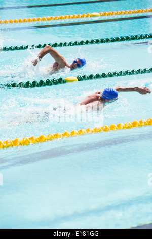 Nuotatori racing in piscina Foto Stock