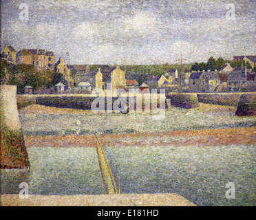 Georges-Pierre Seurat (1859-1891) pittore e disegnatore post-impressionista francese. Porto esterno a Port-en-Bessin con bassa marea di Georges Seurat Foto Stock