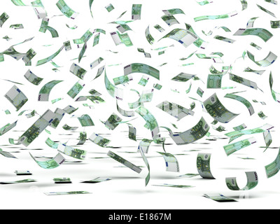 Flying Euro (isolato con percorso di clipping) Foto Stock