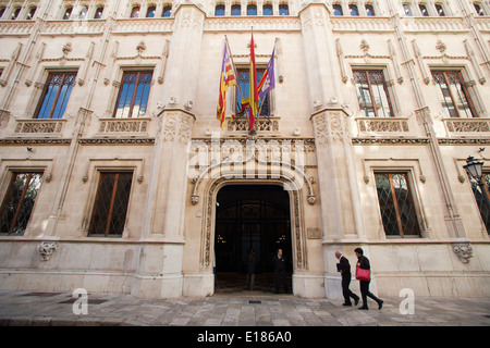 Town Hall, placa cort, Palma de Mallorca, Maiorca, Spagna, Europa Foto Stock