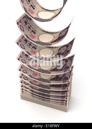 Flying Japanese Yen (isolato con percorso di clipping) Foto Stock