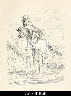 Paul Gustave Doré (1832-1883) illustrazione da "Le avventure del barone di Munchausen" da Rudoph Raspe pubblicato nel 1862. Foto Stock