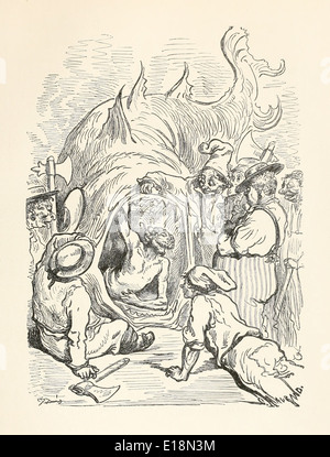 Paul Gustave Doré (1832-1883) illustrazione da "Le avventure del barone di Munchausen" da Rudoph Raspe pubblicato nel 1862. Foto Stock