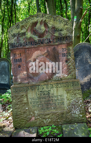 Lapide al cimitero ebraico di Varsavia, Polonia Foto Stock