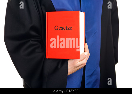 Ein Richter Mit einem Gesetzbuch bei Gericht Foto Stock