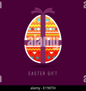 Illustrazione Vettoriale di coloratissimi giftwrapped uovo di pasqua. Foto Stock