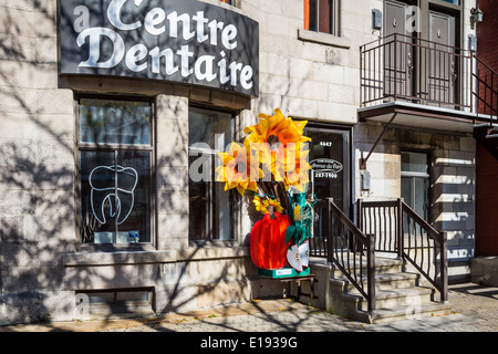 Un centro dentale storefront nella vecchia città di Montreal, Quebec, Canada. Foto Stock