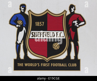 Il logo di Sheffield Football Club; nel mondo il primo club di calcio, Derbyshire, England Regno Unito. Foto Stock